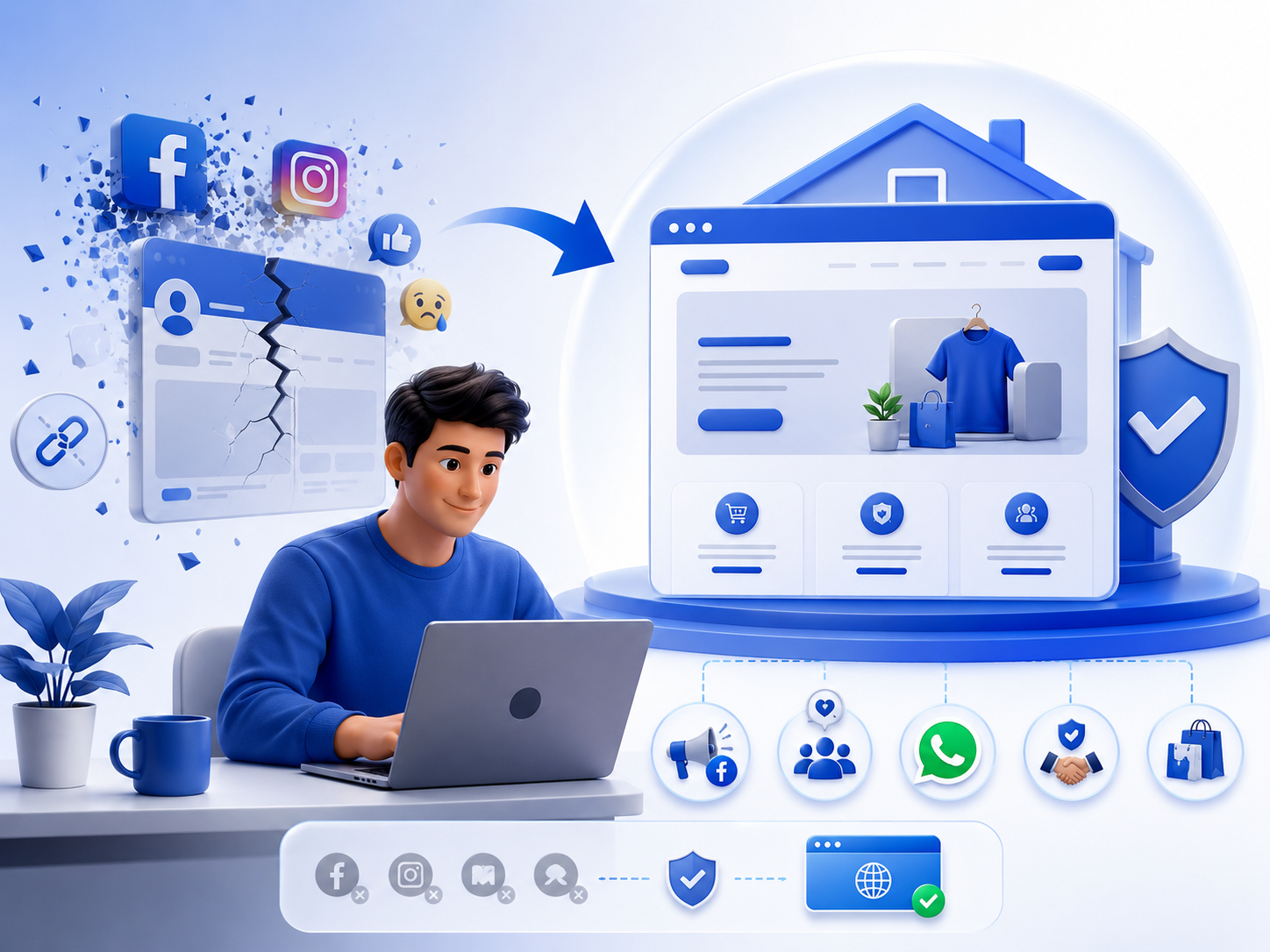 Ilustrasi landing page sebagai tapak tetap bisnes online